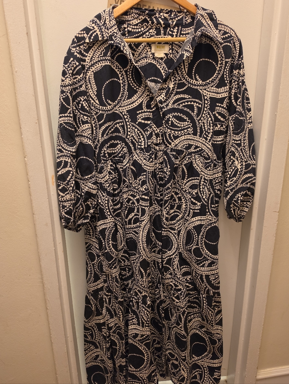 Anthropologie Maeve Bettina Black and White Patterned Women's Dress